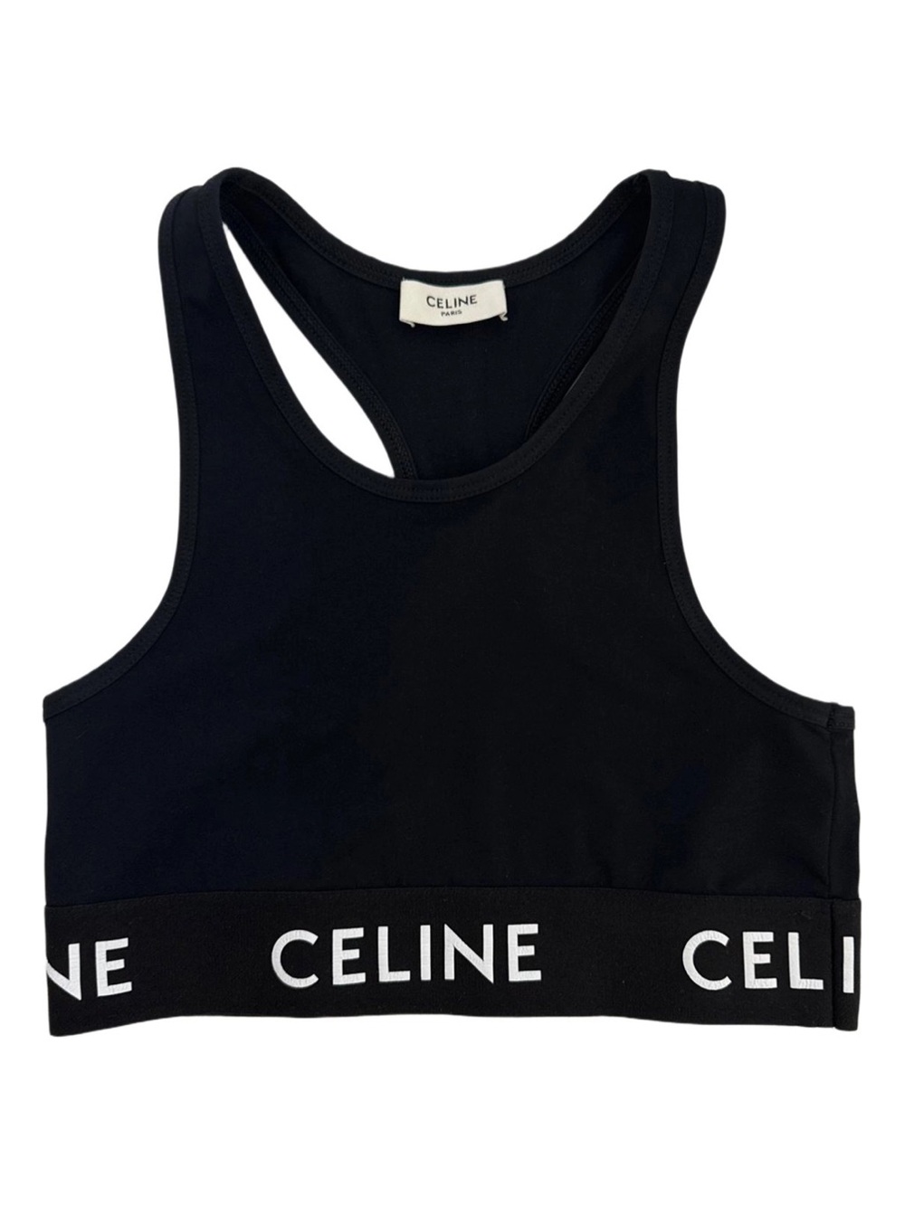 Celine Black Racerback Logo Sports Bra